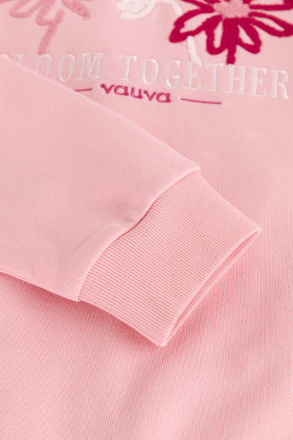 Girls Bloom Together Embroidered Sweatshirt