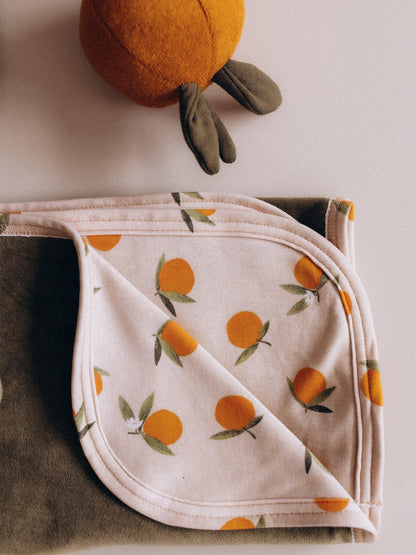Lemon Print Reversible Velour Blanket (GOTS)