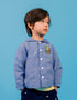 Kids Hooded Gingham Snap‑Front Jacket with Embroidery