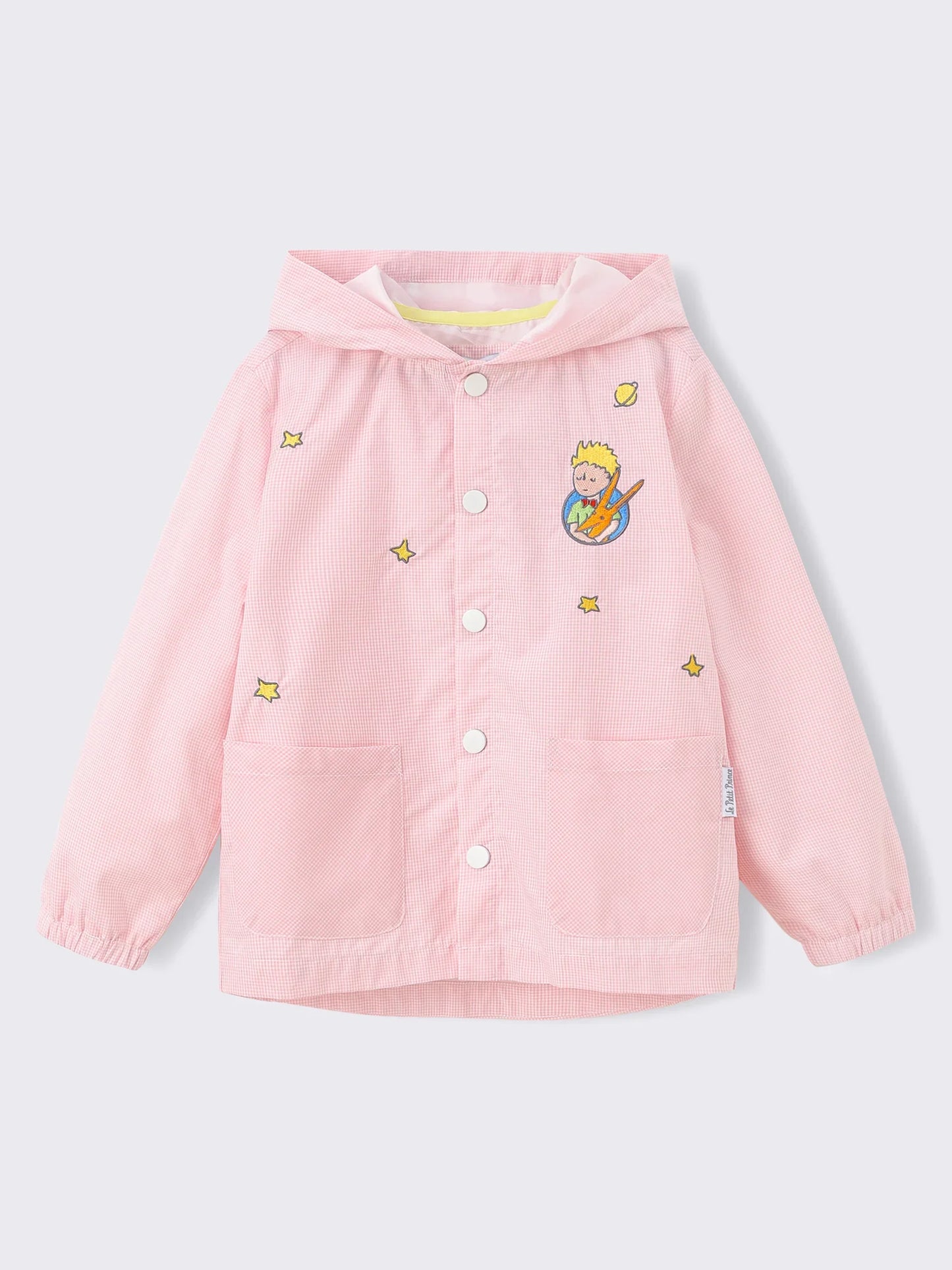 Kids Hooded Gingham Snap‑Front Jacket