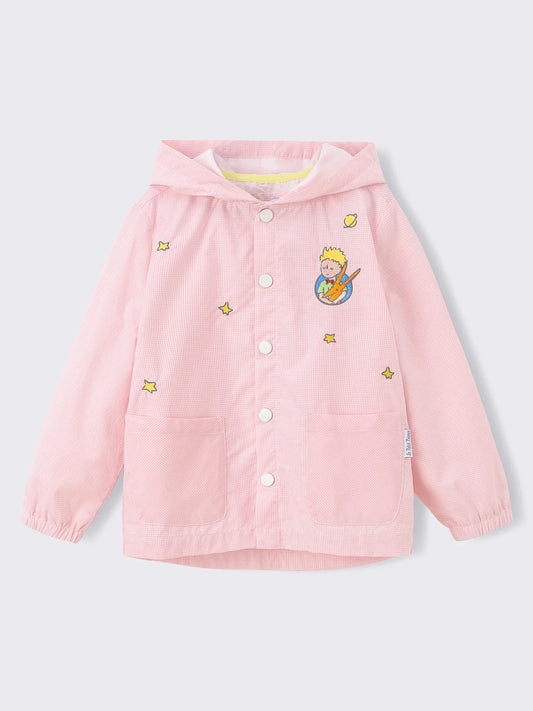 Kids Hooded Gingham Snap‑Front Jacket