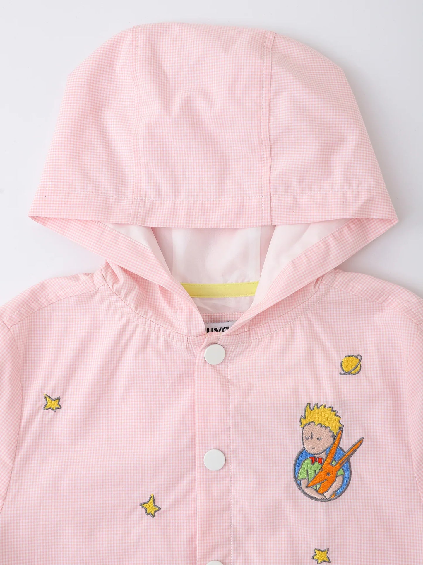 Kids Hooded Gingham Snap‑Front Jacket
