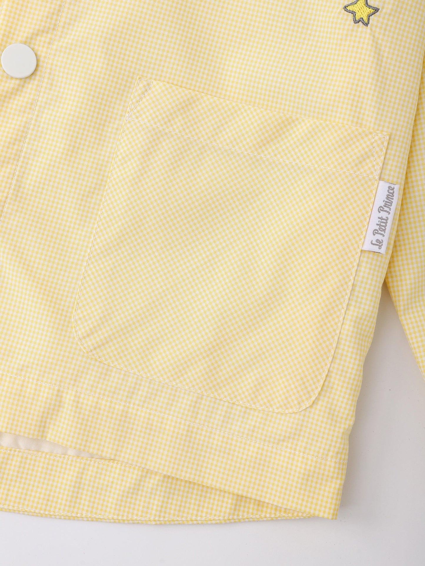 Kids Hooded Gingham Snap‑Front Jacket with Embroidery