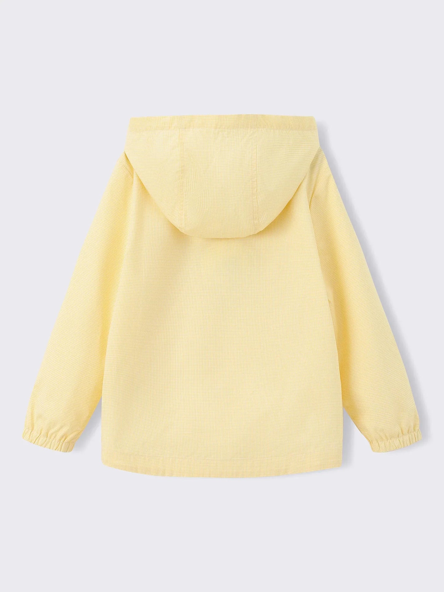Kids Hooded Gingham Snap‑Front Jacket with Embroidery