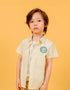 Kids Gingham Short Sleeve Button‑Up Shirt with Patch Embroidery