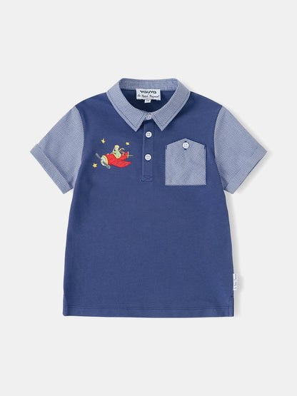 Kids Colorblock Polo Shirt with Embroidery