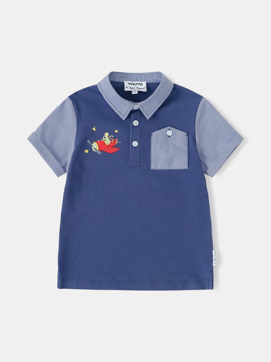 Kids Colorblock Polo Shirt with Embroidery