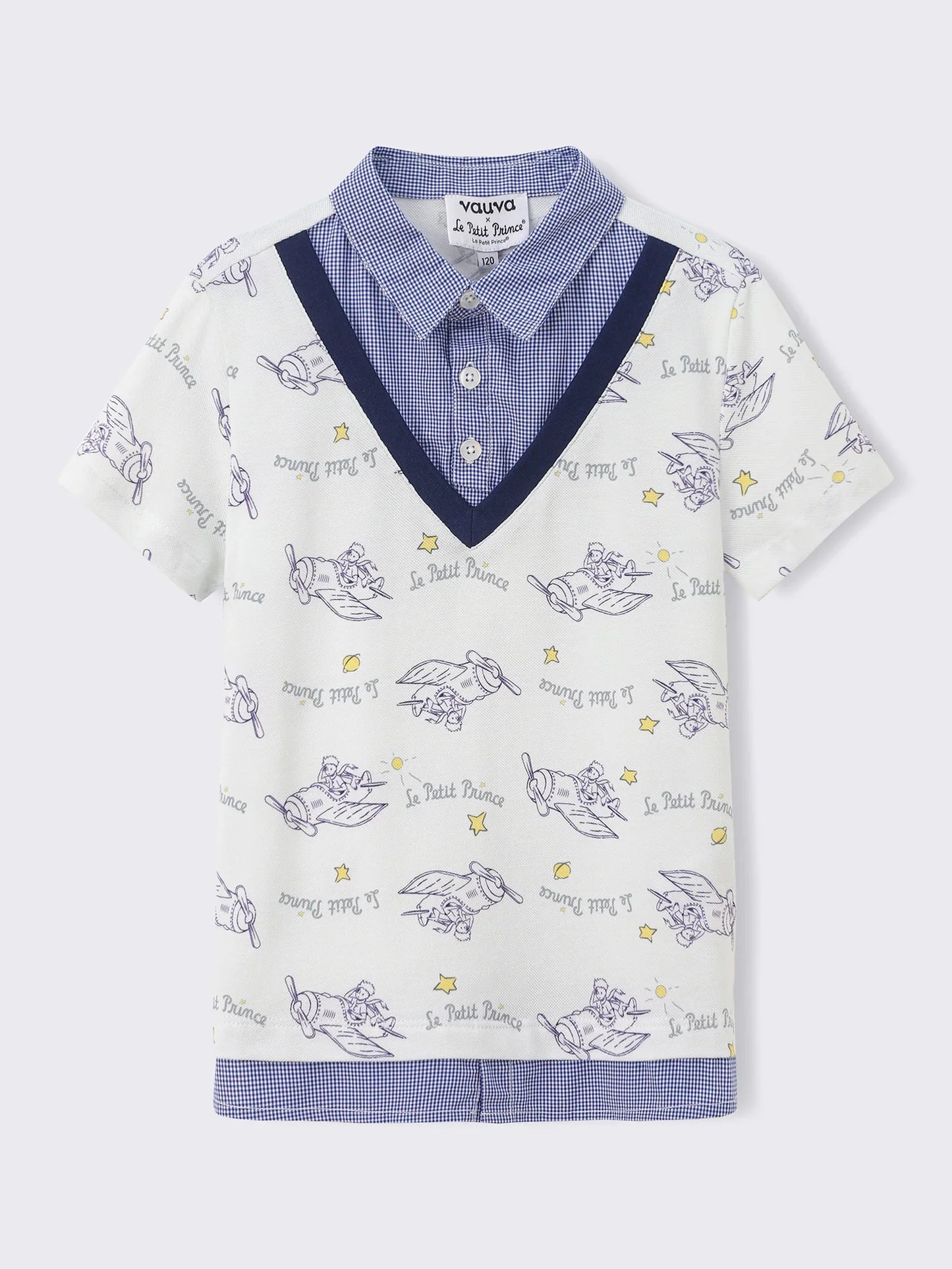 Kids Layered‑Look Polo Shirt with All‑Over Print