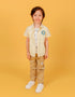 Kids Stretch Cotton Cargo Jogger Pants with Embroidery