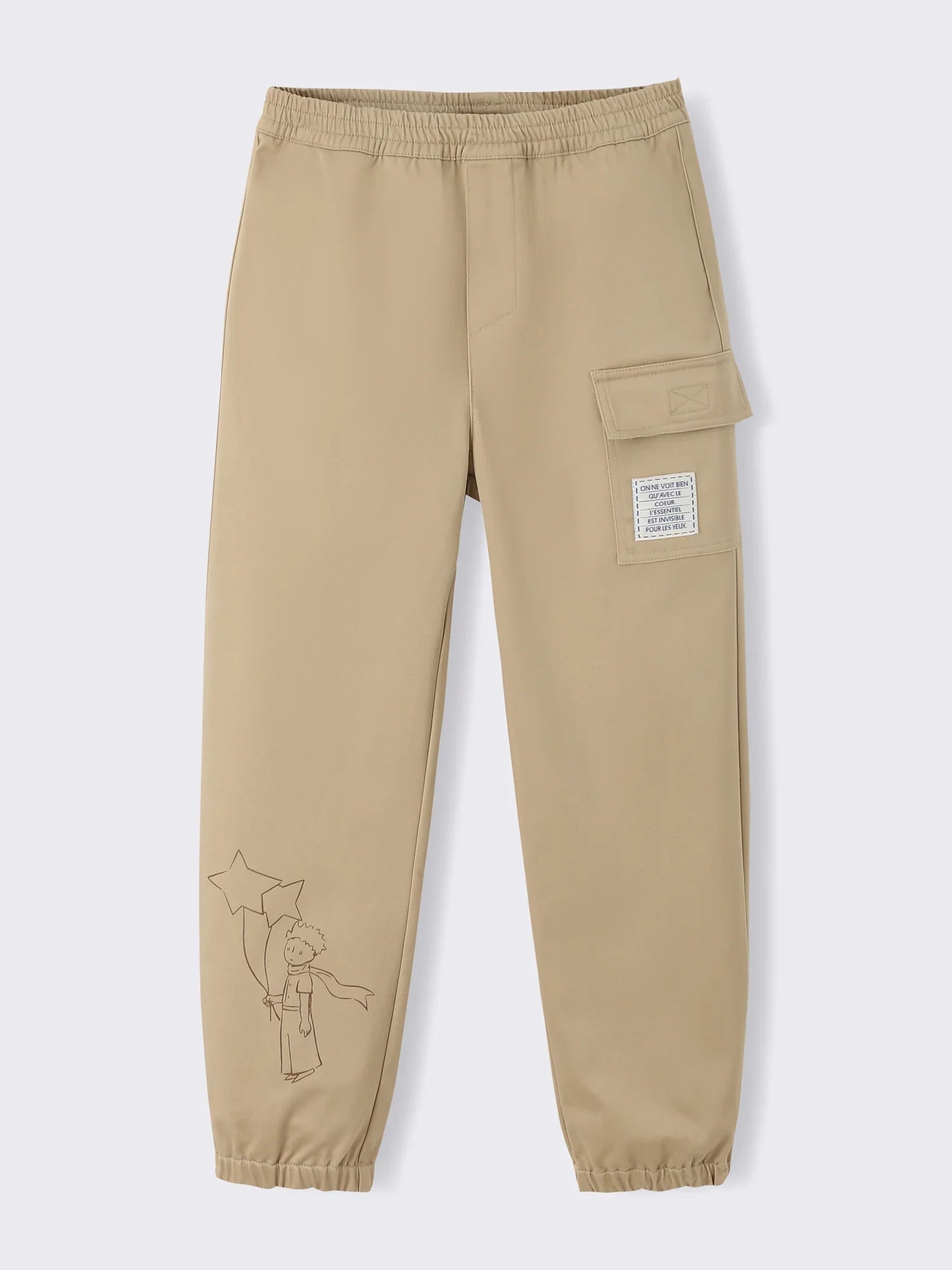 Kids Stretch Cotton Cargo Jogger Pants with Embroidery