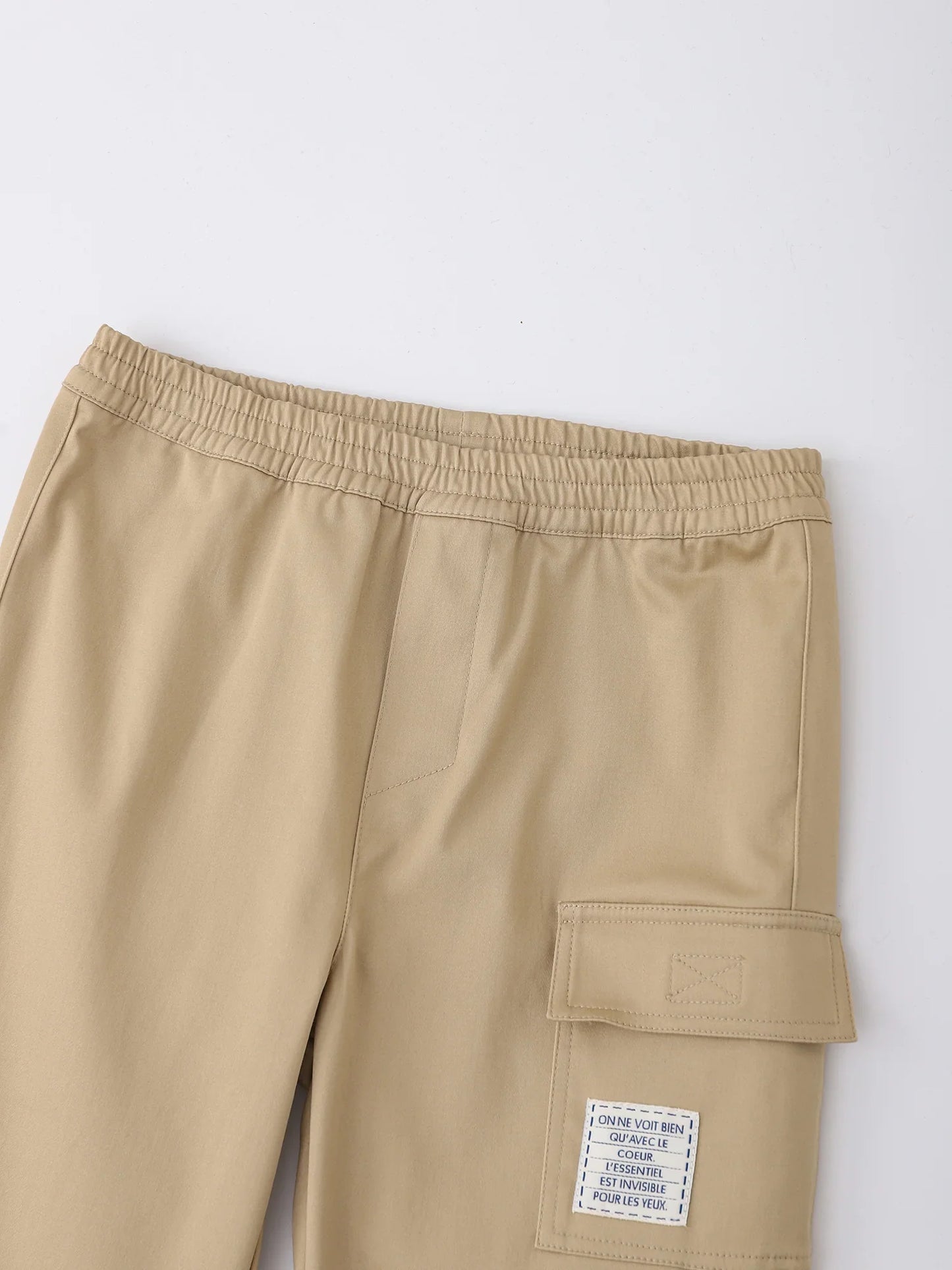 Kids Stretch Cotton Cargo Jogger Pants with Embroidery