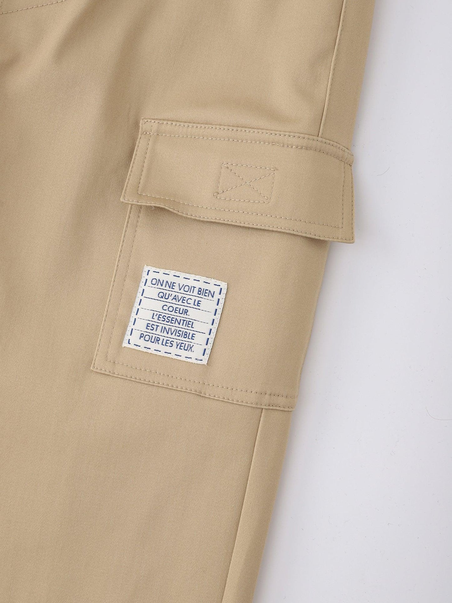 Kids Stretch Cotton Cargo Jogger Pants with Embroidery