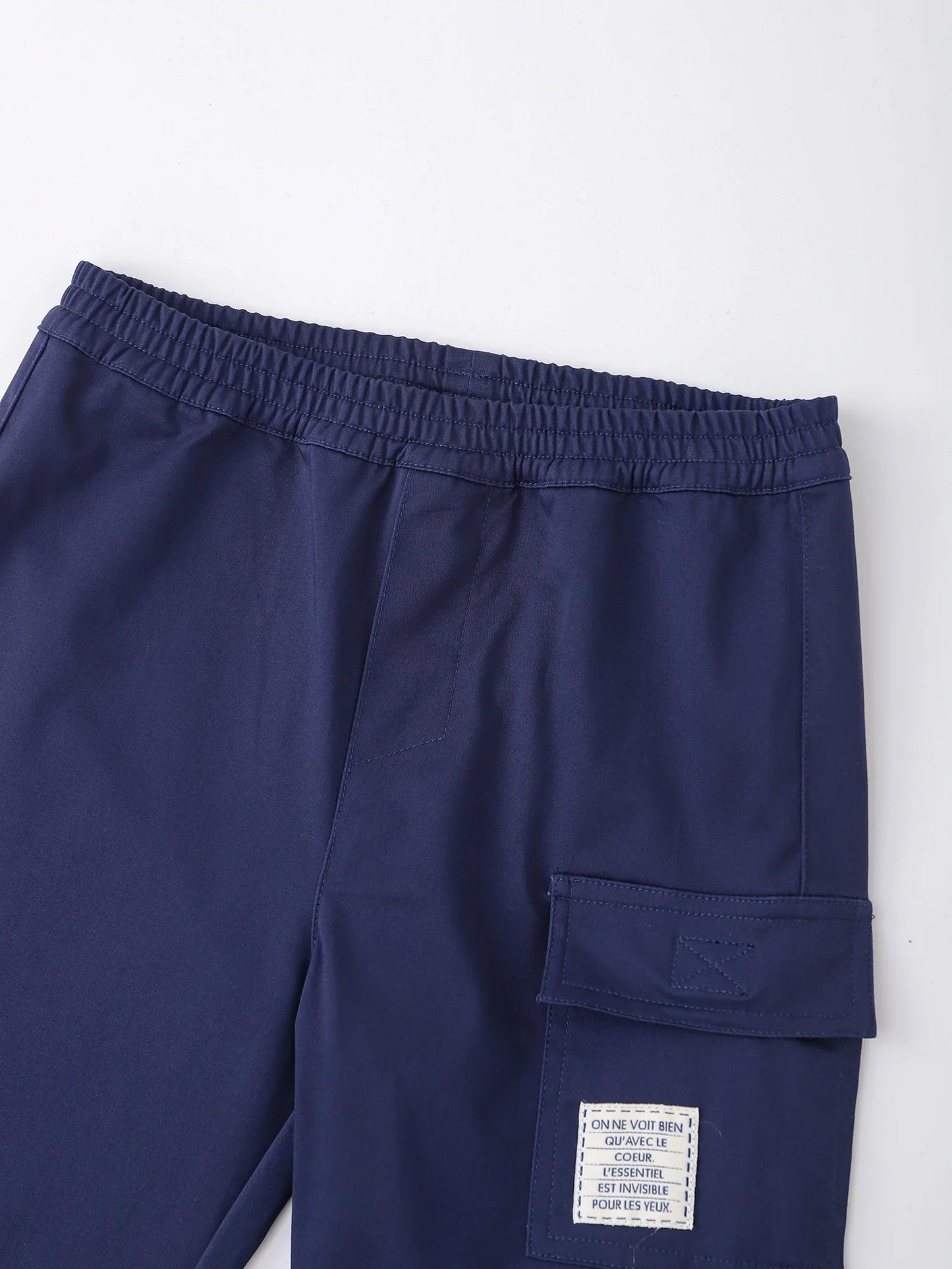 Kids Stretch Cotton Cargo Jogger Pants with Embroidery