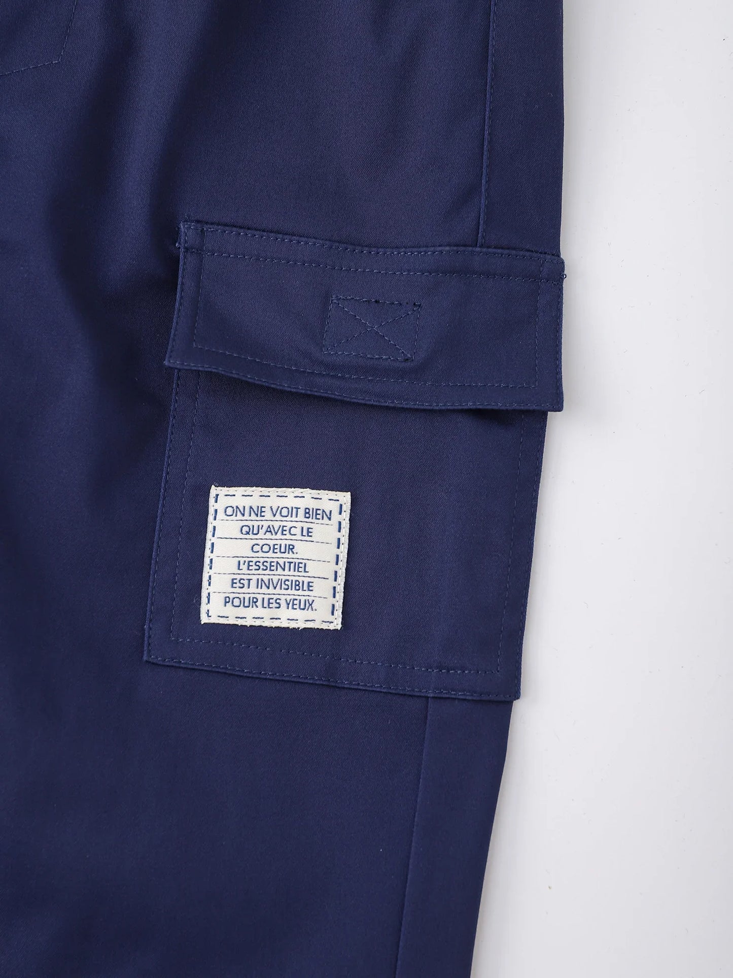Kids Stretch Cotton Cargo Jogger Pants with Embroidery