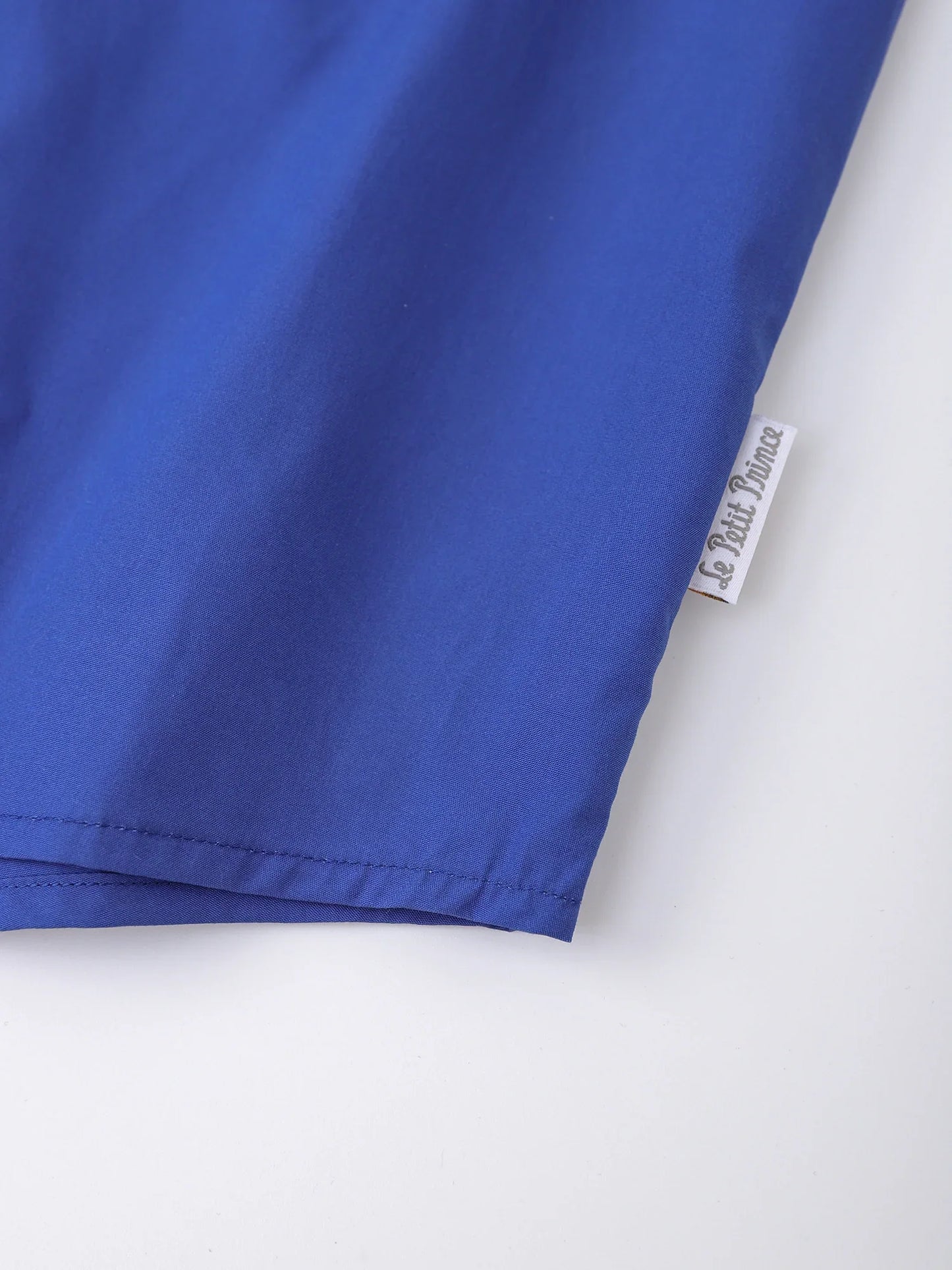 Kids Colorblock Short Sleeve Button‑Up Shirt with Embroidery