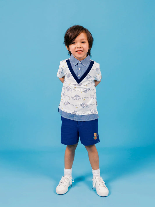Kids Embroidered Organic Cotton Chino Shorts