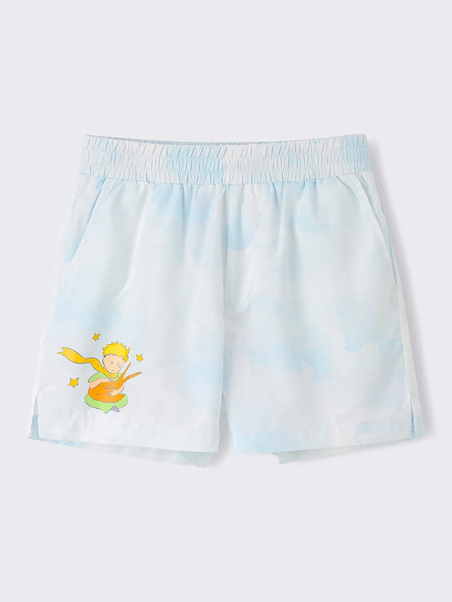 Kids Elastic Waist Cloud Print Shorts with Illustration