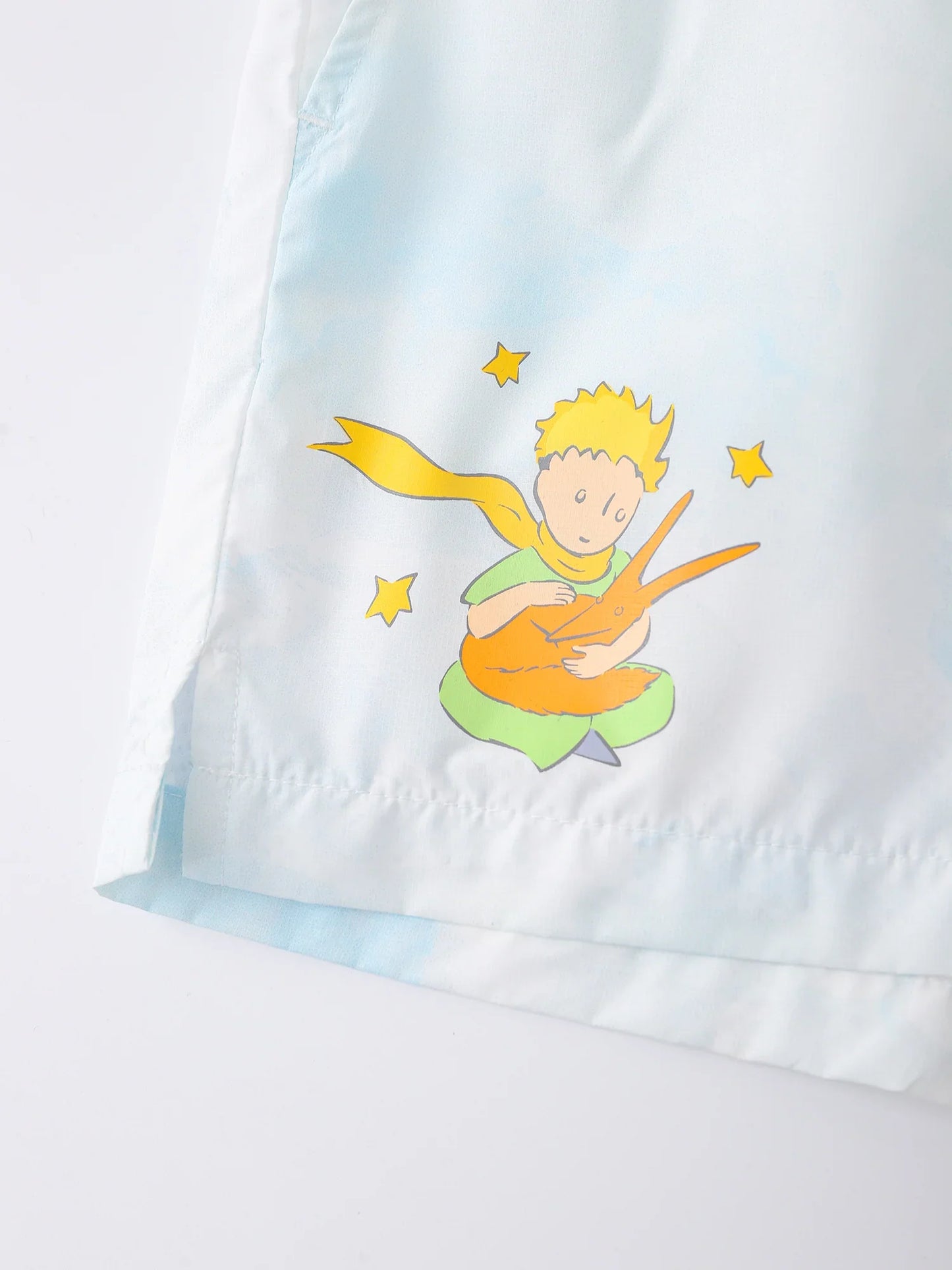 Kids Elastic Waist Cloud Print Shorts with Illustration