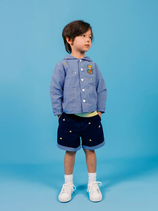 Kids Star‑Embroidered Stretch Chino Shorts