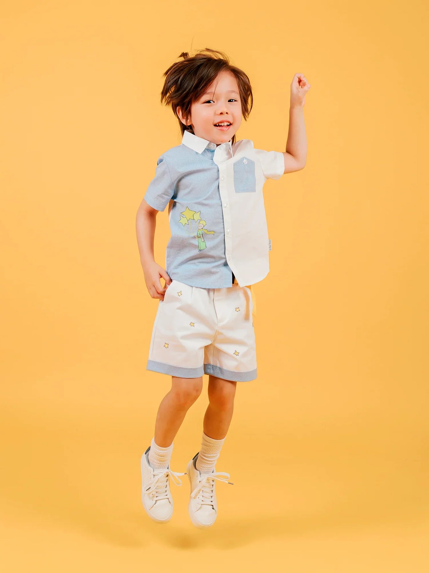 Kids Star‑Embroidered Stretch Chino Shorts
