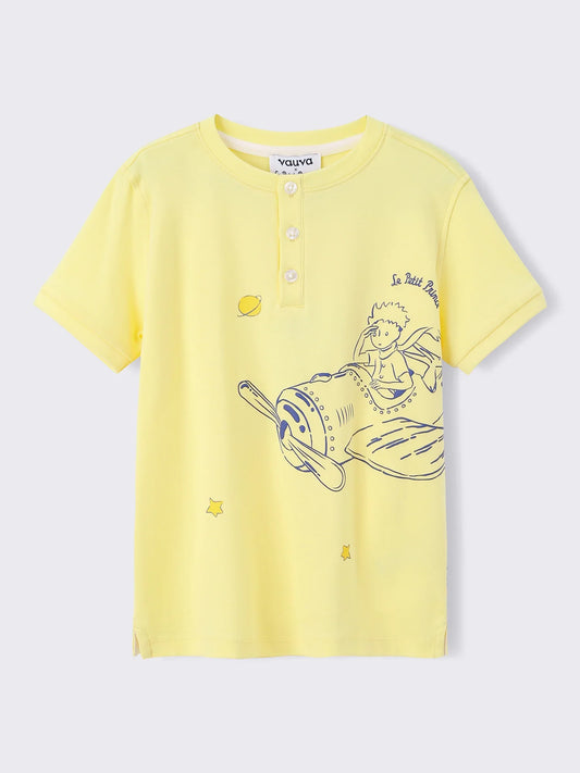 Kids Organic Cotton Graphic Henley T‑Shirt