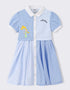 Kids Colorblock Gingham Shirt Dress with Embroidery