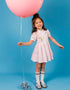 Kids Colorblock Gingham Shirt Dress with Embroidery
