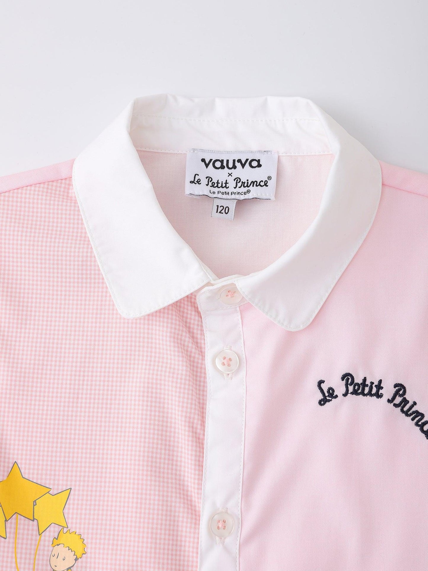Kids Colorblock Gingham Shirt Dress with Embroidery