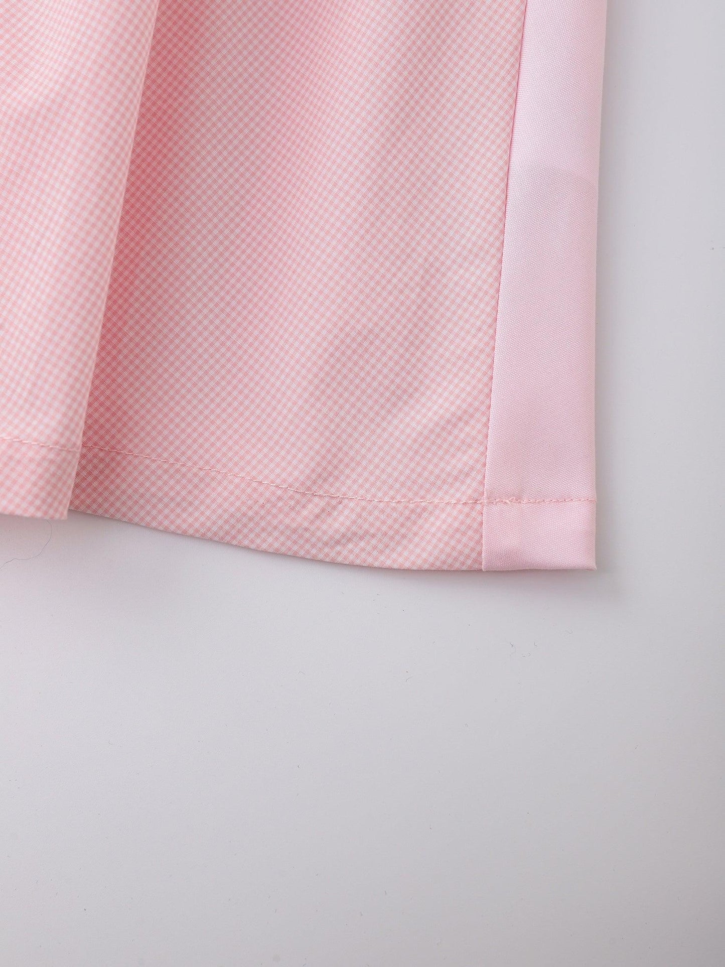 Kids Colorblock Gingham Shirt Dress with Embroidery