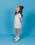 Kids V‑Neck Layered‑Look Polo Dress with All‑Over Print