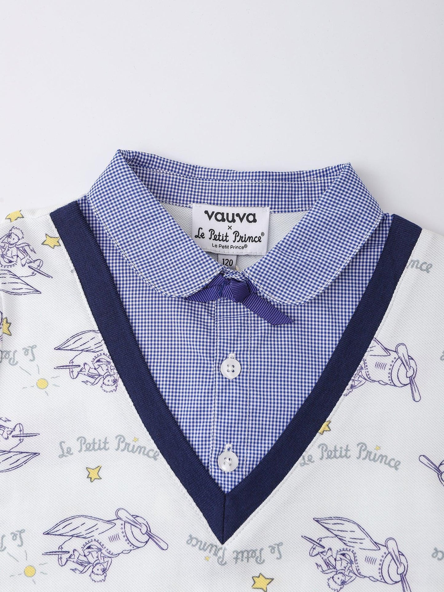 Kids V‑Neck Layered‑Look Polo Dress with All‑Over Print