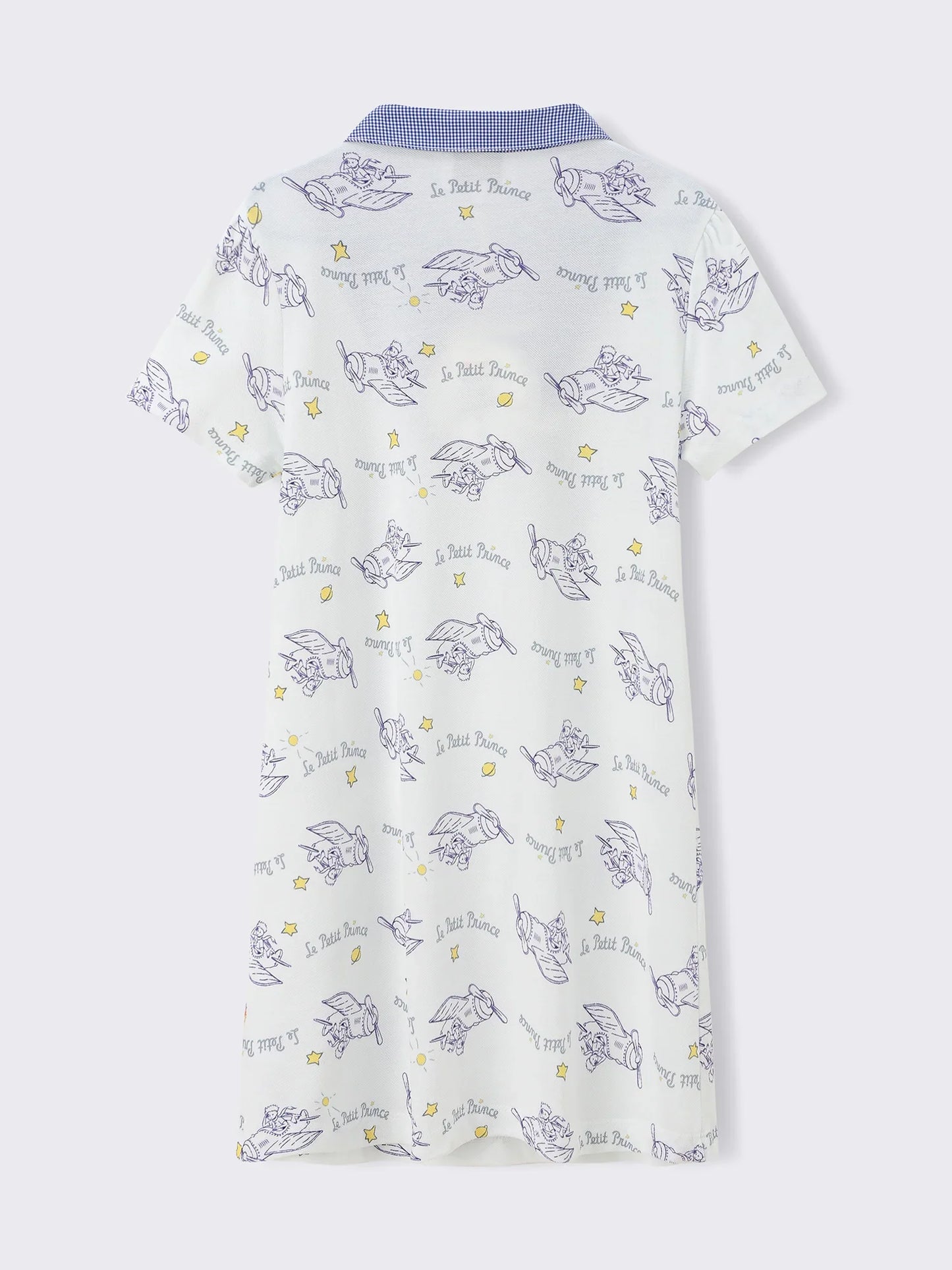Kids V‑Neck Layered‑Look Polo Dress with All‑Over Print