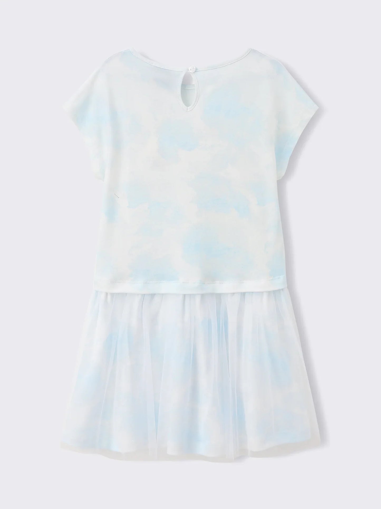Girls’ Cloud Print Graphic Dress with Tulle Skirt