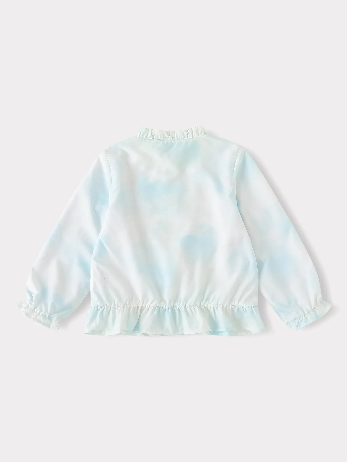 Kids Cloud Print Zip‑Up Windbreaker Jacket with Illustration