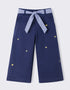 Girls’ Star‑Embroidered Tie‑Waist Wide‑Leg Pants