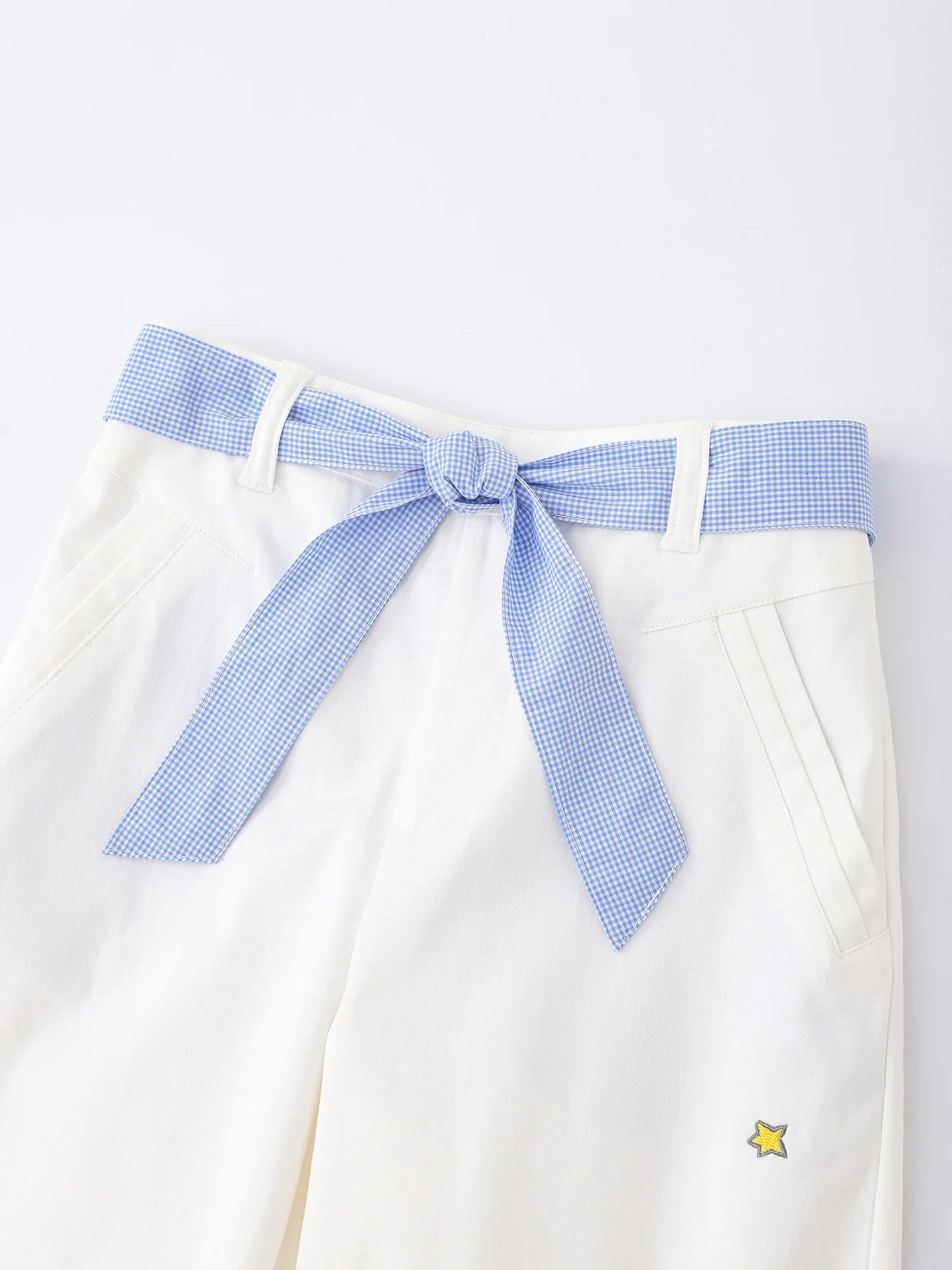 Girls’ Star‑Embroidered Tie‑Waist Wide‑Leg Pants
