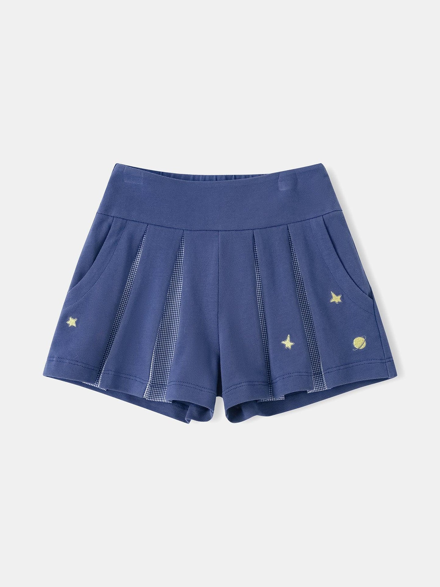 Kids Pleated Skort Shorts with Star Embroidery