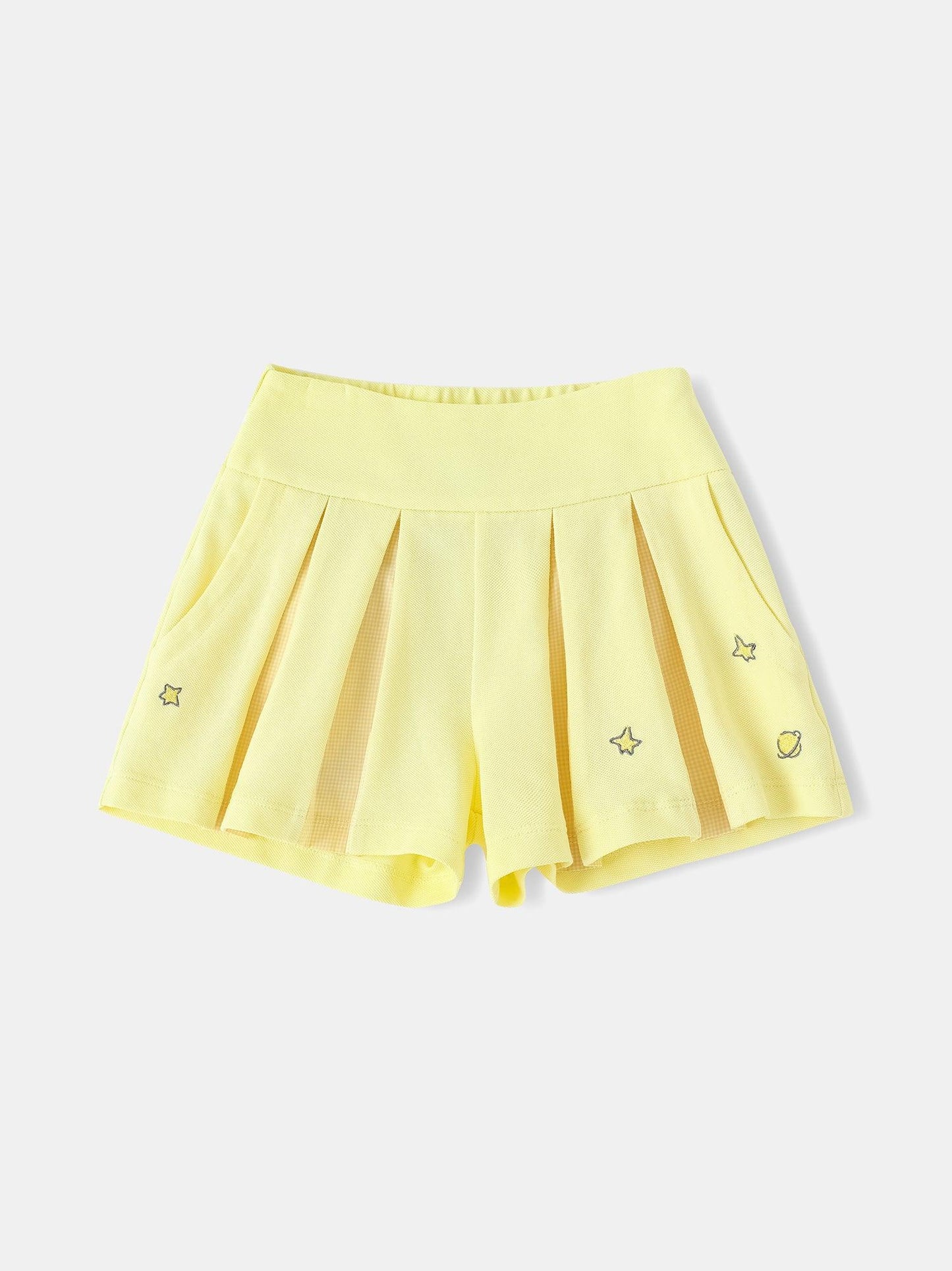 Kids Pleated Skort Shorts with Star Embroidery