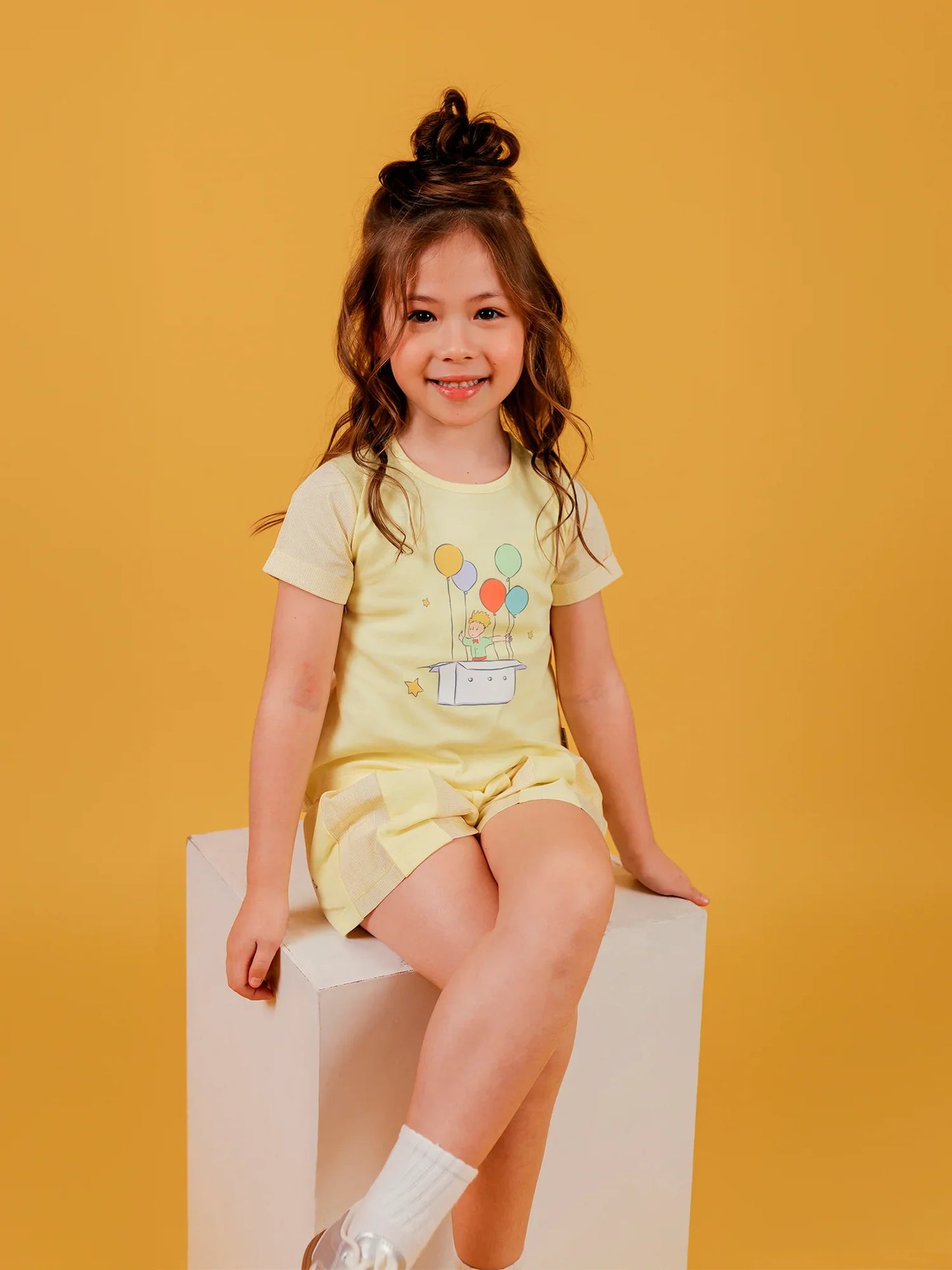 Kids Pleated Skort Shorts with Star Embroidery