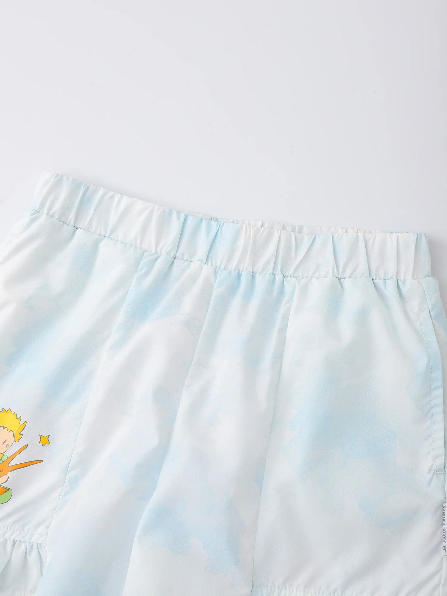 Kids Cloud Print Ruffle Hem Pull‑On Shorts with Illustration