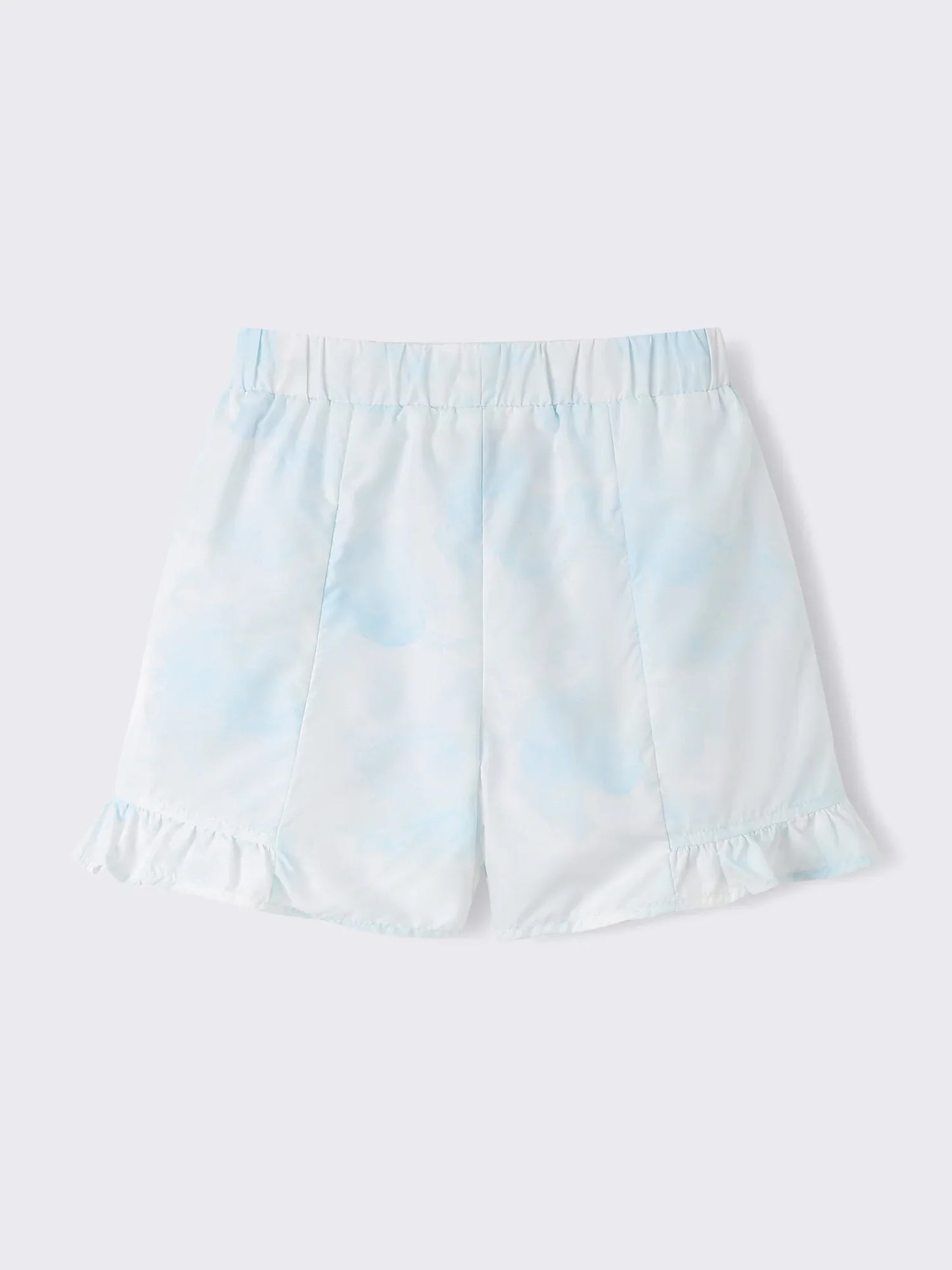 Kids Cloud Print Ruffle Hem Pull‑On Shorts with Illustration