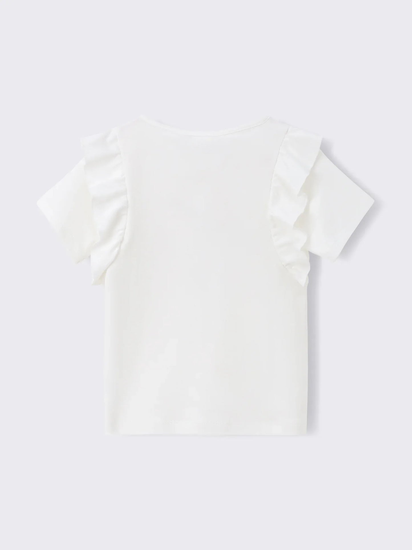 Girls’ Ruffle Sleeve Graphic Print Organic Cotton T‑Shirt