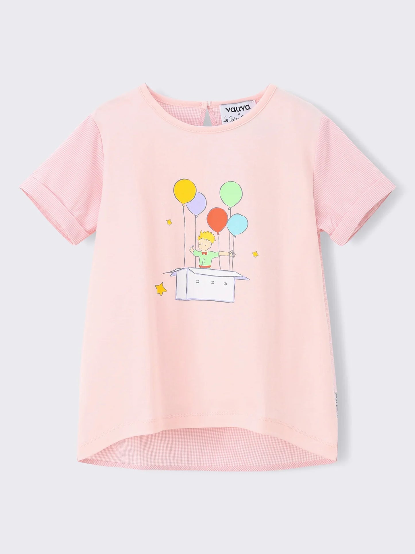 Girls’ Graphic Print Organic Cotton T‑Shirt with Gingham Sleeves
