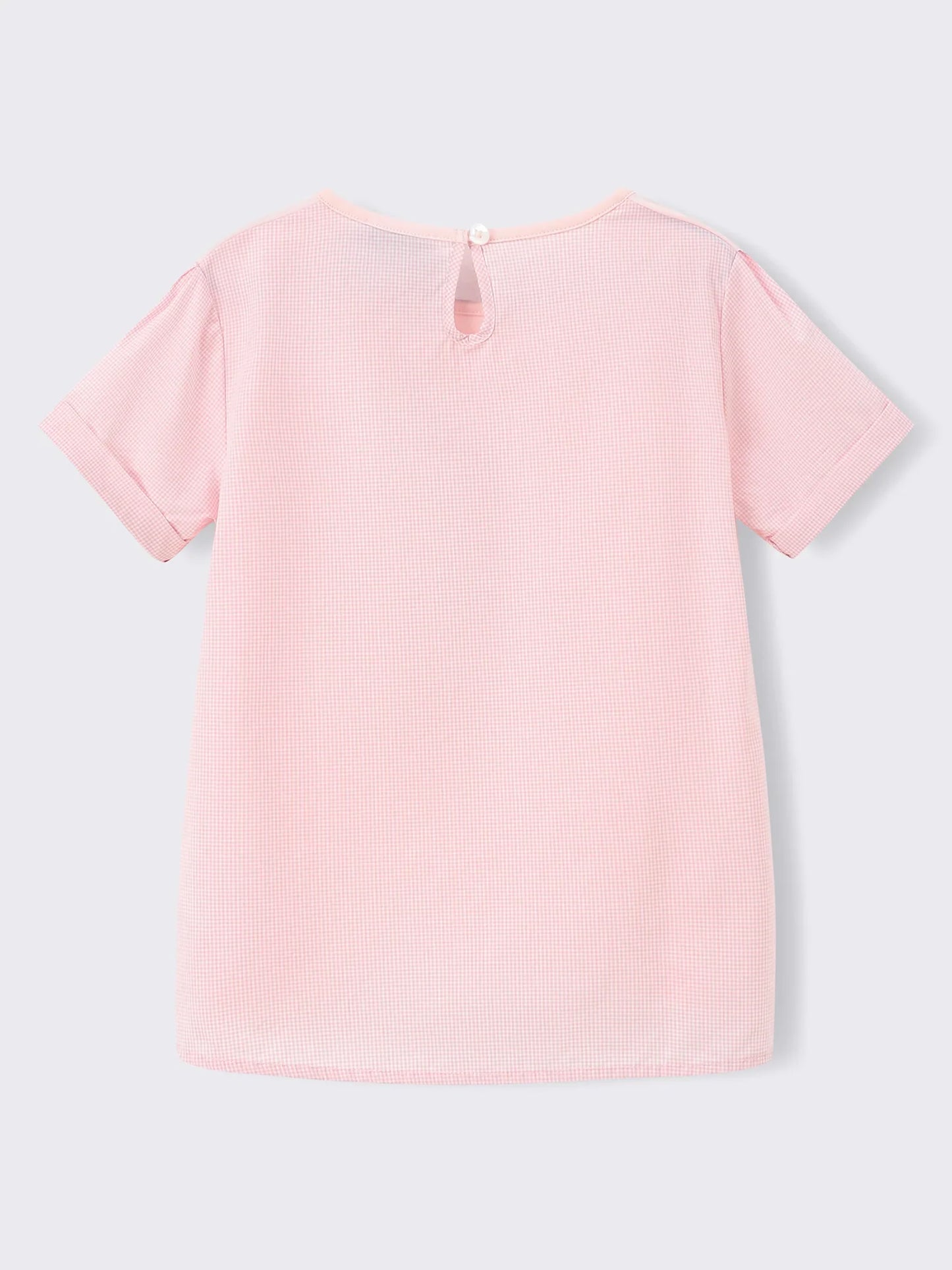 Girls’ Graphic Print Organic Cotton T‑Shirt with Gingham Sleeves