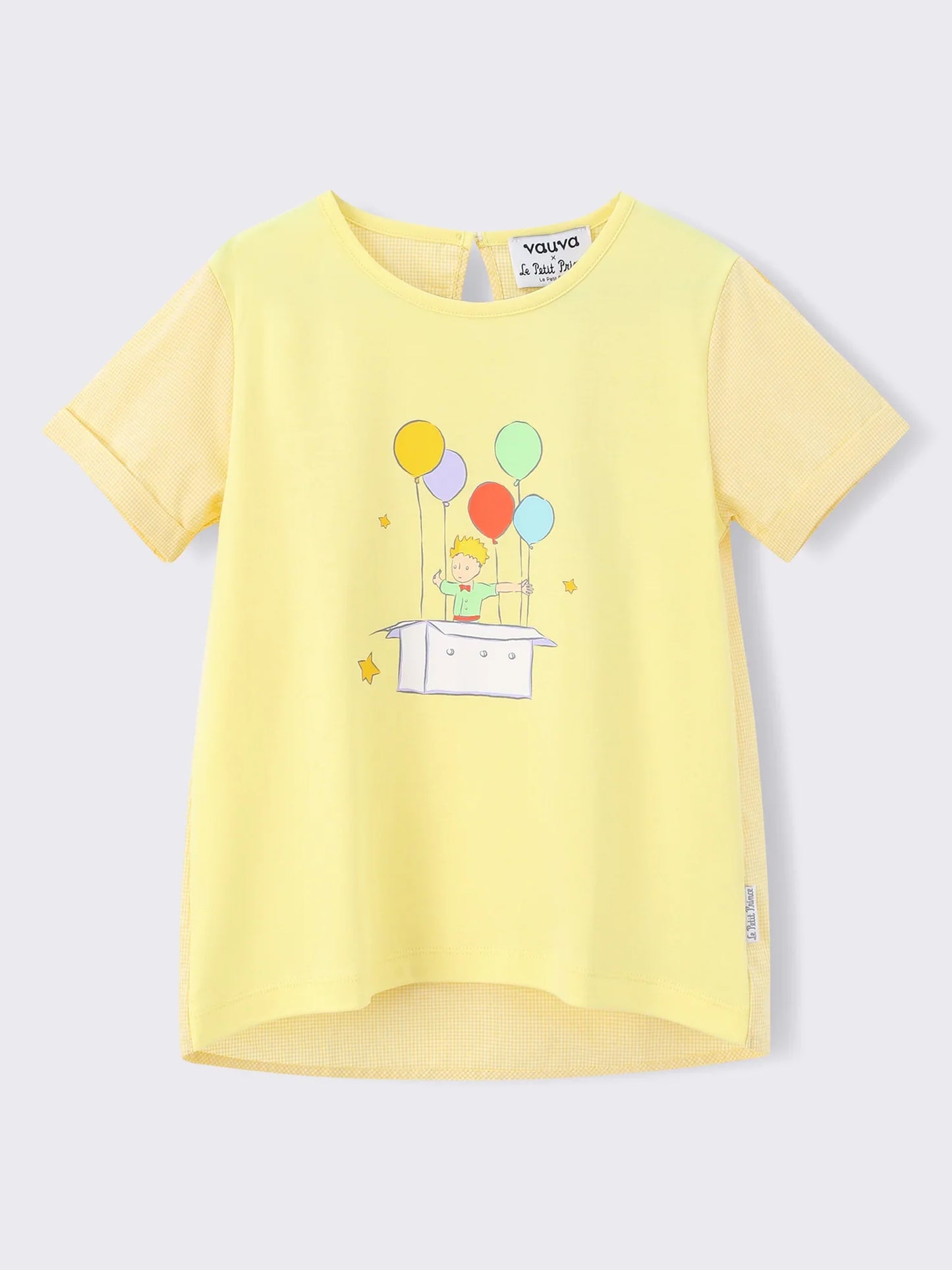 Girls’ Graphic Print Organic Cotton T‑Shirt with Gingham Sleeves