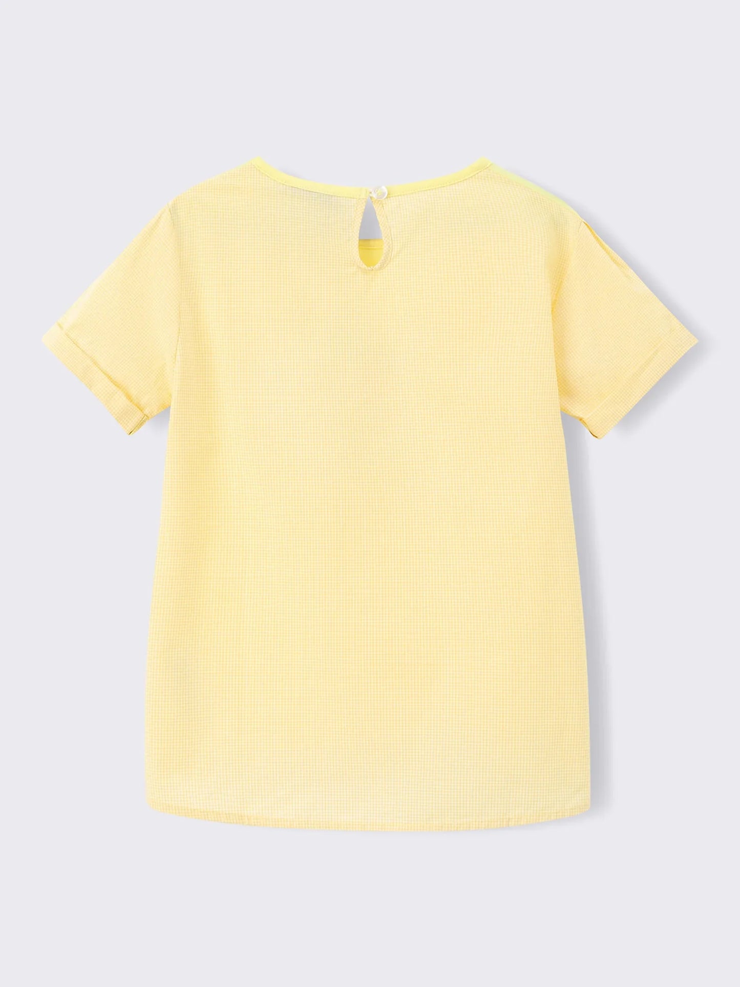 Girls’ Graphic Print Organic Cotton T‑Shirt with Gingham Sleeves