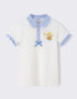 Kids Peter Pan Collar Embroidered Polo Top with Bow
