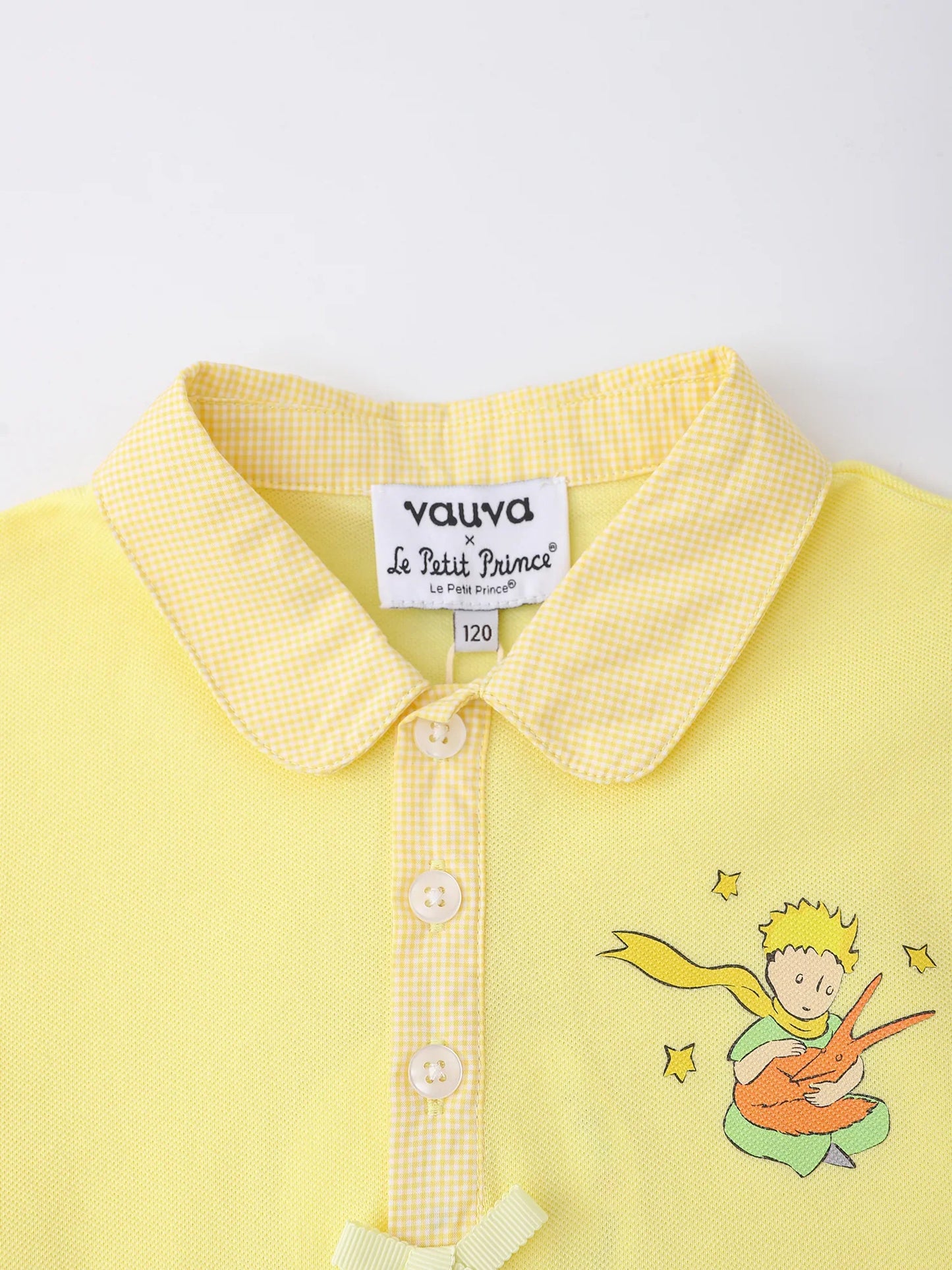 Kids Peter Pan Collar Embroidered Polo Top with Bow