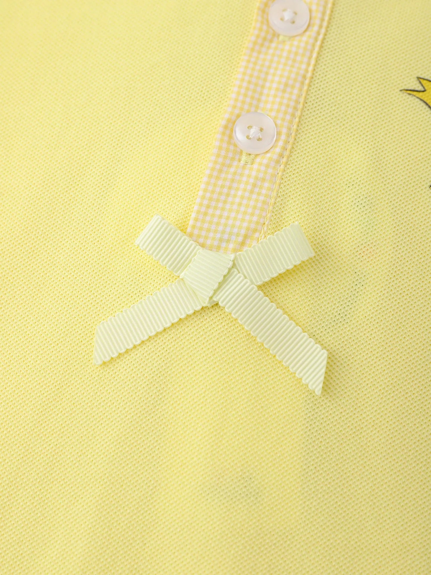 Kids Peter Pan Collar Embroidered Polo Top with Bow