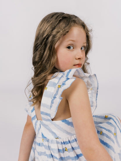 Girls Stripy Ruffle Dress